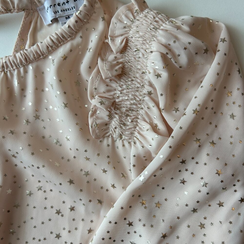 Current Air blush pink blouse with gold star print, size M